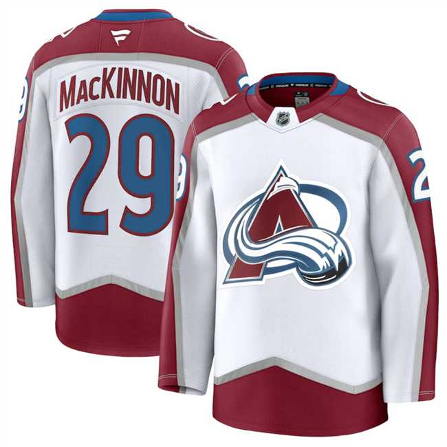 Men's Colorado Avalanche #29 Nathan MacKinnon White 2024-25 Away Stitched Jersey Dzhi,We sell and wholesale Men's Colorado Avalanche #29 Nathan MacKinnon White 2024-25 Away Stitched Jersey Dzhi on line form chian!